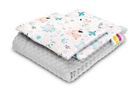 Σετ Βαμβακερό Πάπλωμα Sensillo Minky Animals Light Grey 75x100