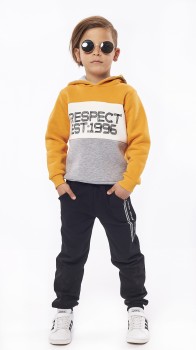 Σετ Φόρμες με κουκούλα "Respect" Κίτρινο
