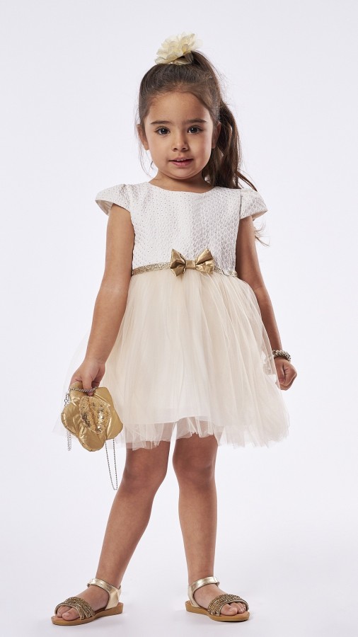 Εβίτα Παιδικό Φόρεμα Κοντομάνικο Εκρού 238276