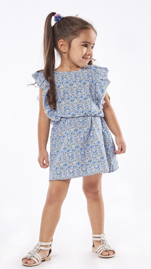 Εβίτα Παιδικό Φόρεμα Floral Αμάνικο Μπλε 238253