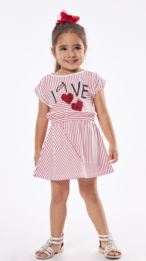 Εβίτα Παιδικό Φόρεμα Ριγέ Κοντομάνικο Κόκκινο 238249