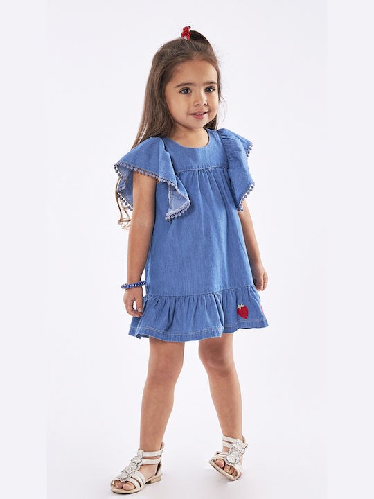 Εβίτα Παιδικό Φόρεμα Τζιν Κοντομάνικο Μπλε 238271