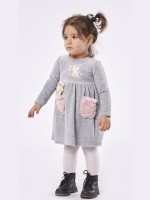 Εβίτα Σετ Παιδικά Φόρεματα Βελούδινο Γκρι 227508